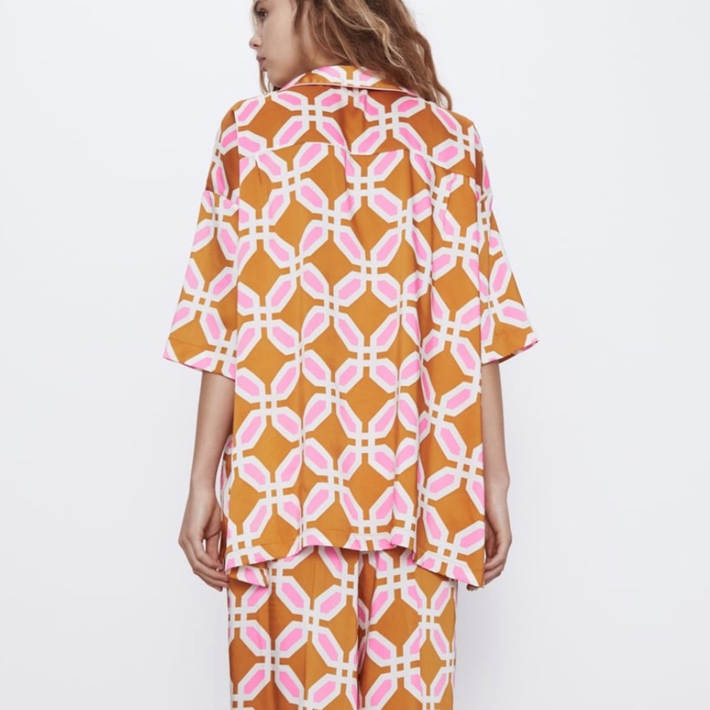 ZARA Pajama Style Lounge Wear Top - Picture 9 of 16